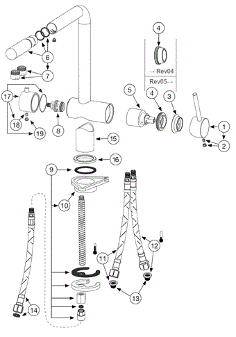 Схема разборки смесителя с питьевой водой Blanco Fontas