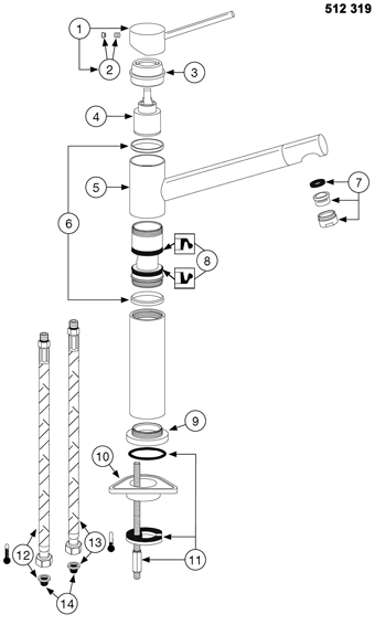 Схема смесителя Blanco ALTA (ALTA Compact)  