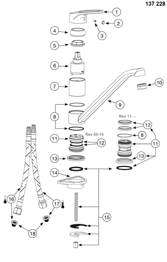 Схема разборки смесителя Blanco WEGA